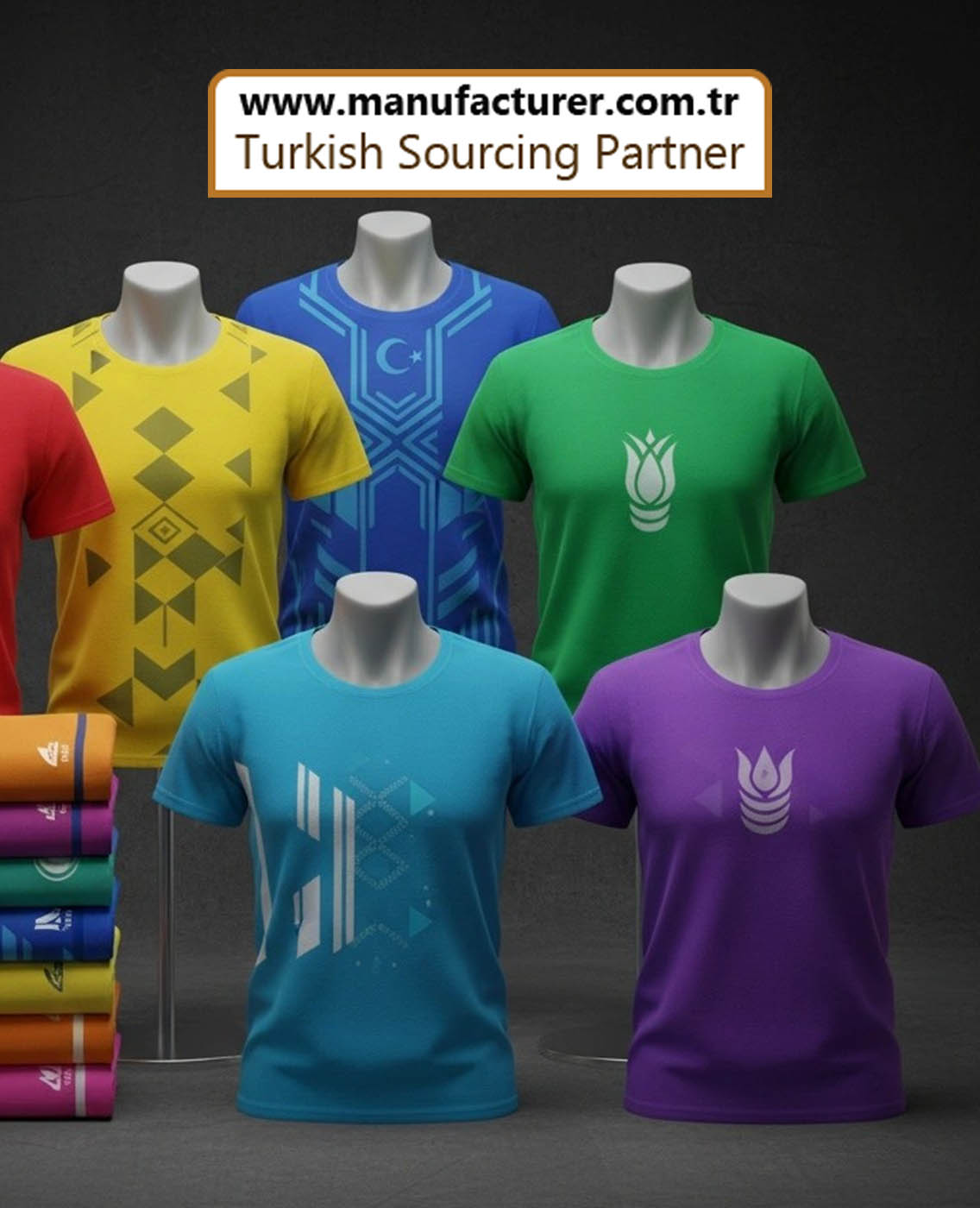 Promotional t-shirts and corporate marketing apparel manufactured in Turkey with digital printing, custom designs, and sustainable materials