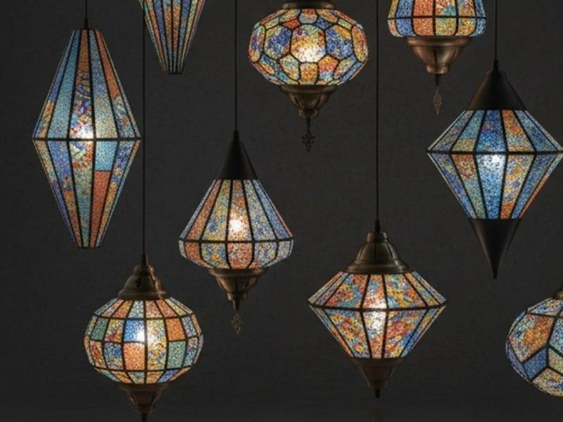 Modern pendant lamps and hanging lighting fixtures manufactured in Turkey with contemporary designs and traditional Turkish motifs